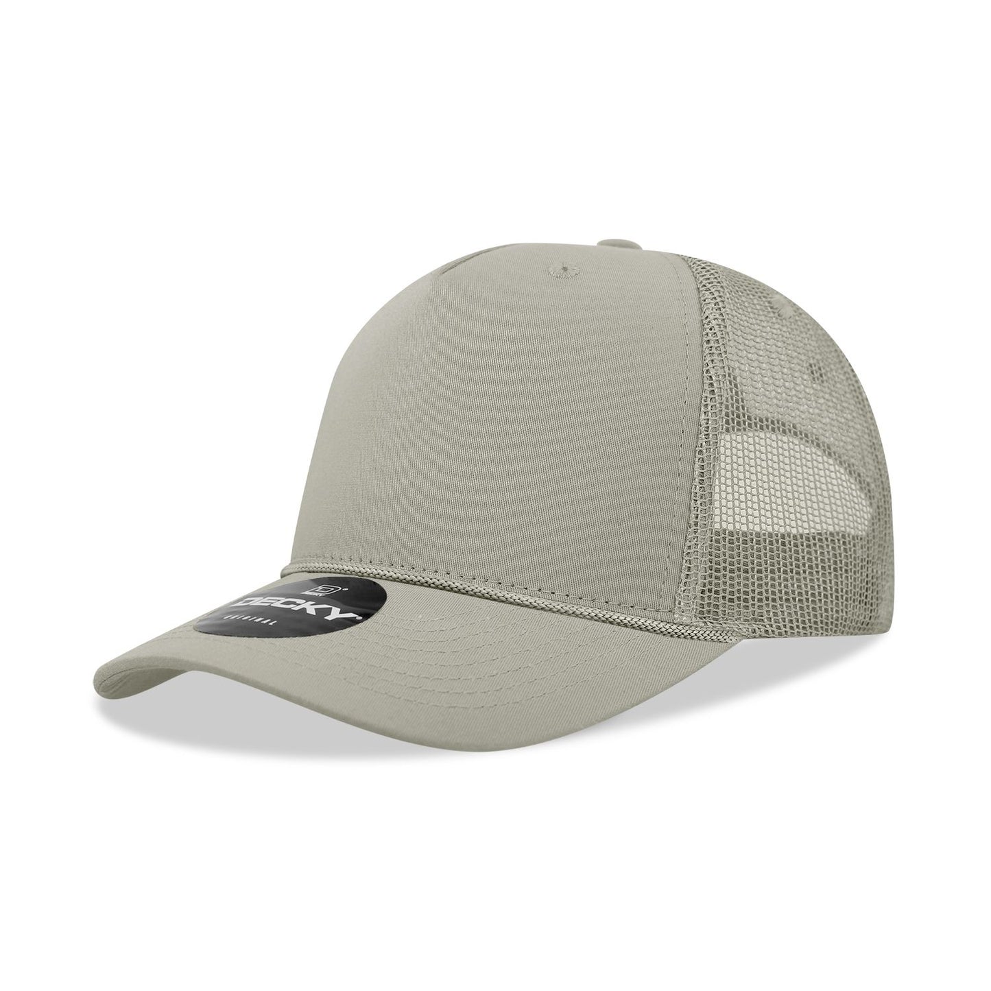 Decky 6040 5 Panel Mid Profile Structured Cotton/Poly Blend Trucker Hat with Rope - Blank