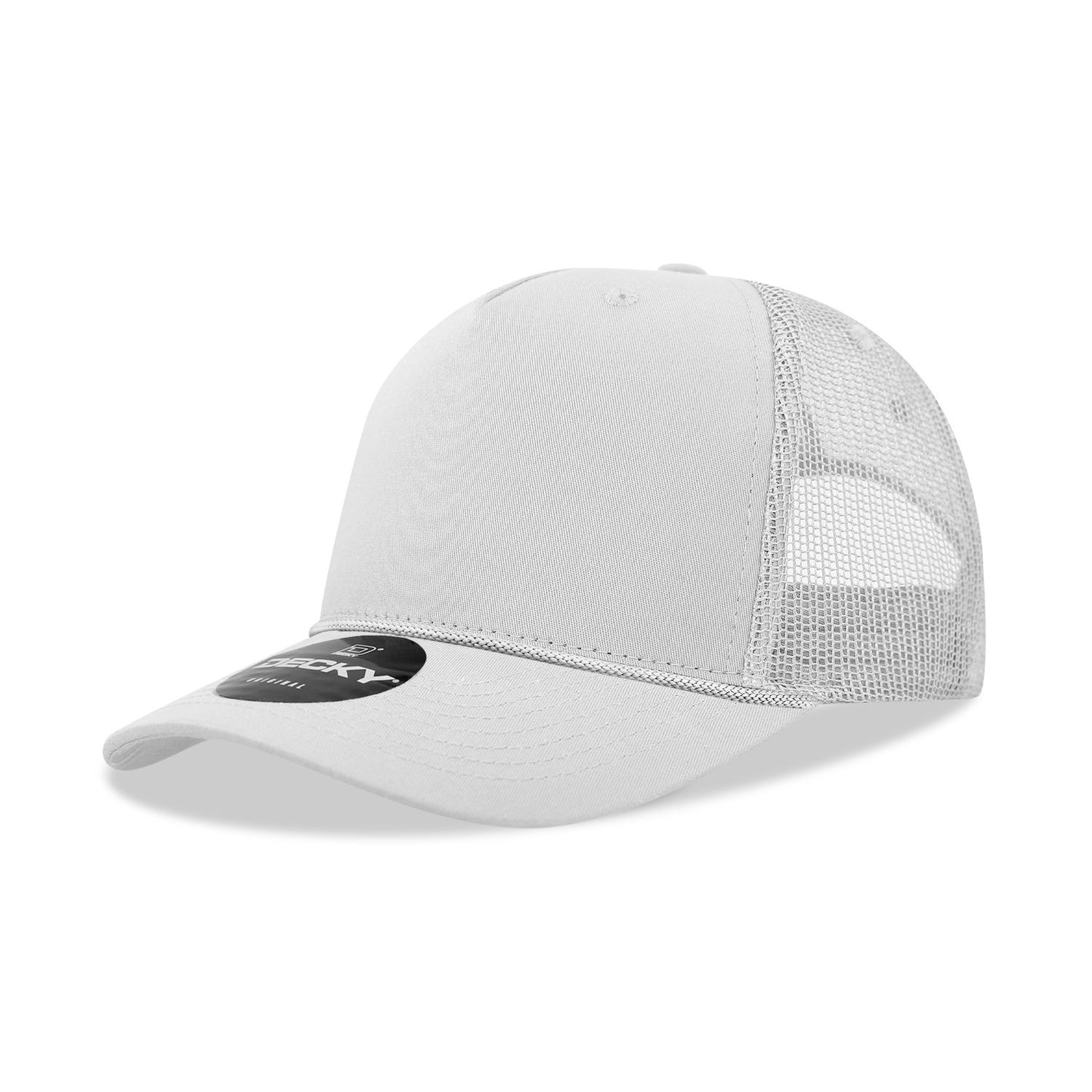 Decky 6040 5 Panel Mid Profile Structured Cotton/Poly Blend Trucker Hat with Rope - Blank