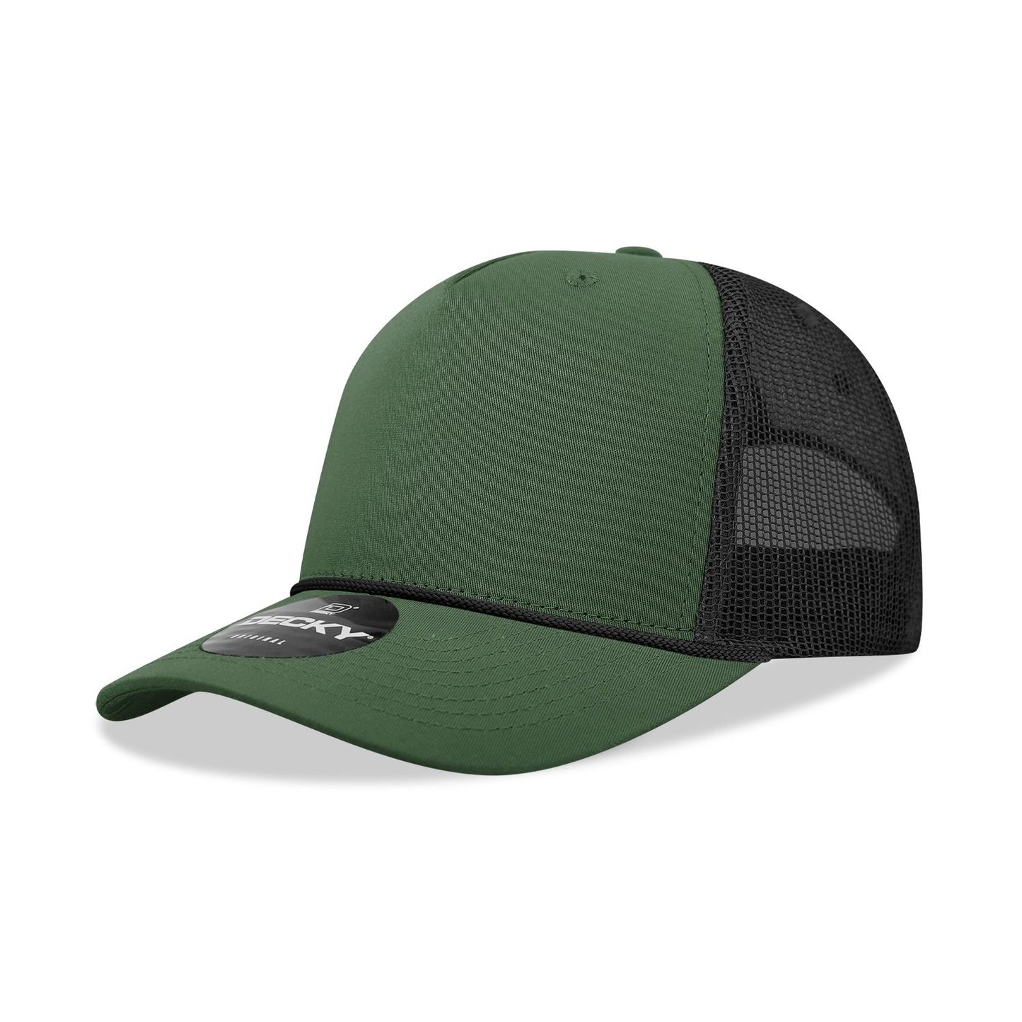 Decky 6040 5 Panel Mid Profile Structured Cotton/Poly Blend Trucker Hat with Rope - Blank