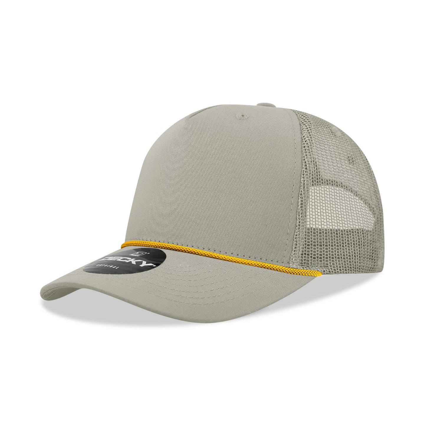 Decky 6040 5 Panel Mid Profile Structured Cotton/Poly Blend Trucker Hat with Rope - Blank