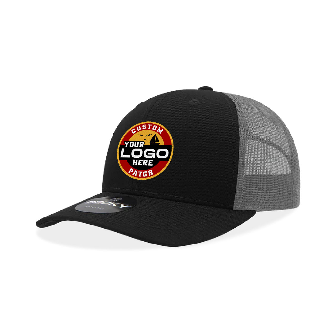 Custom Patch Decky 6021 Classic Trucker Hat, 6 Panel Mid Profile Trucker Cap