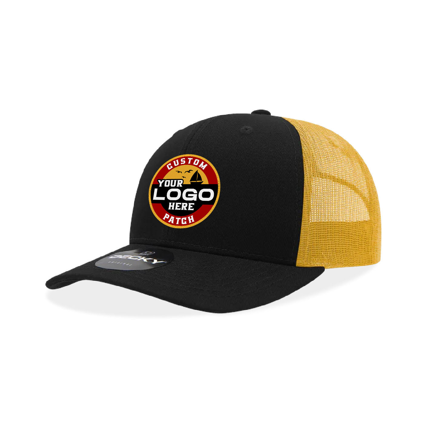 Custom Patch Decky 6021 Classic Trucker Hat, 6 Panel Mid Profile Trucker Cap