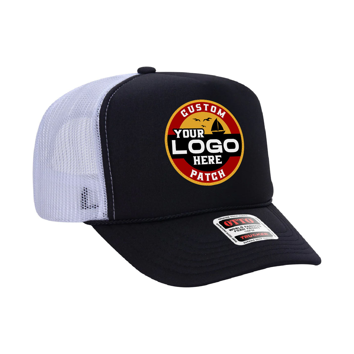 Custom Patch Otto 39-165 - 5 Panel High Crown Foam Trucker Hat Mesh Back Cap