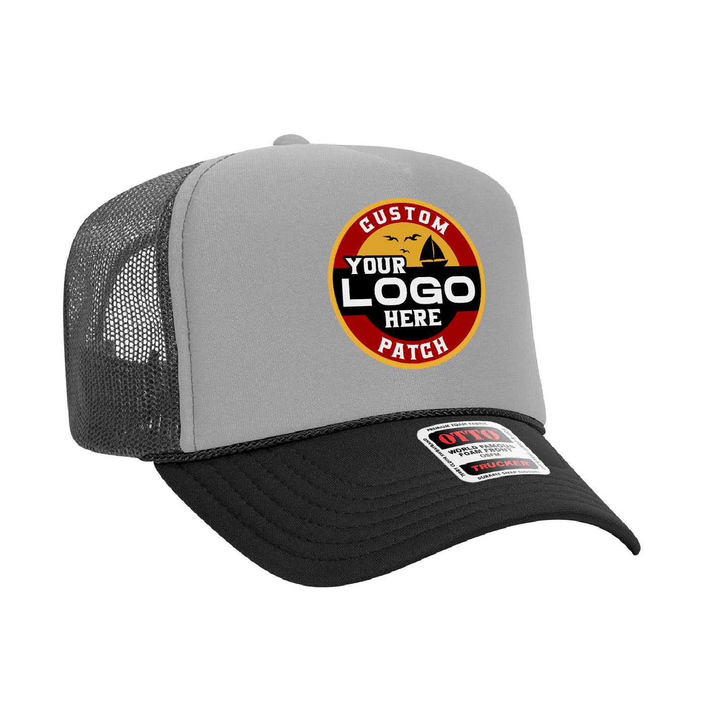 Custom Patch Otto 39-165 - 5 Panel High Crown Foam Trucker Hat Mesh Back Cap