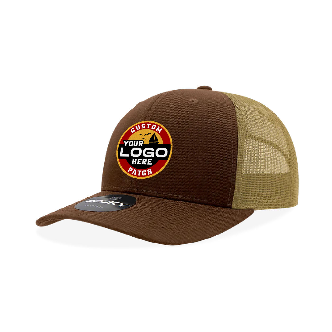 Custom Patch Decky 6021 Classic Trucker Hat, 6 Panel Mid Profile Trucker Cap