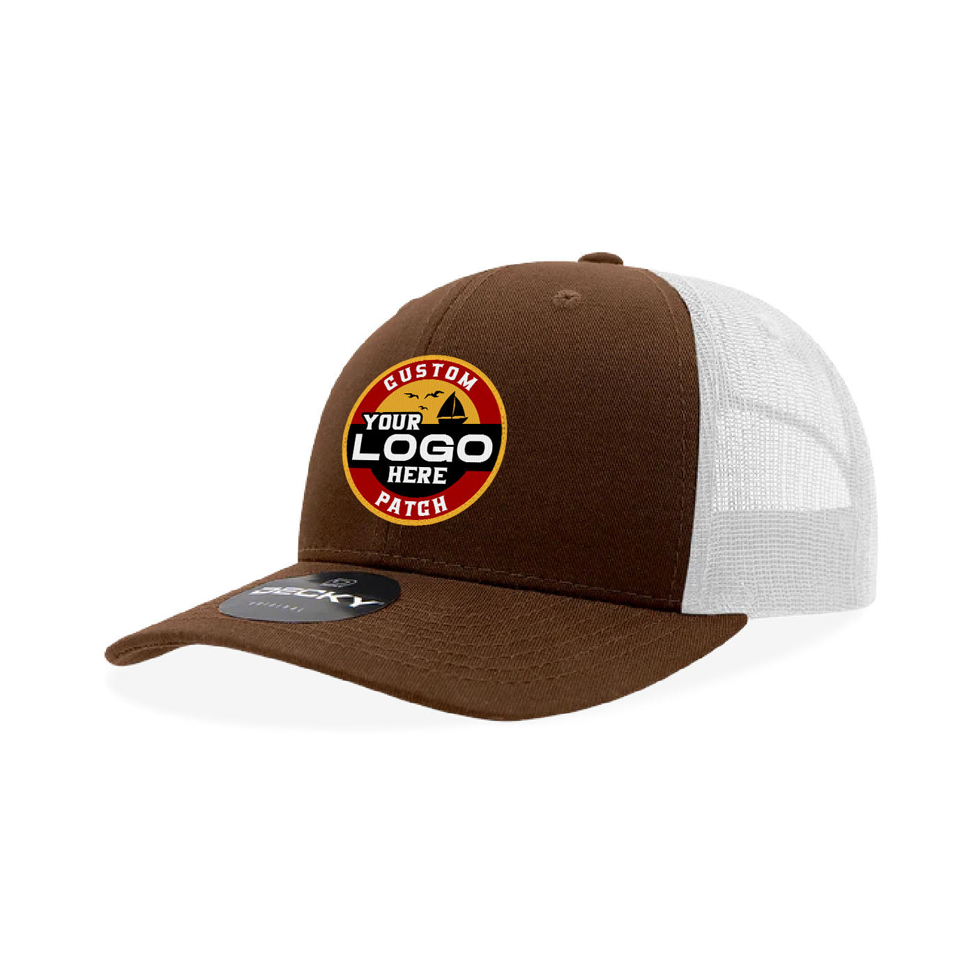 Custom Patch Decky 6021 Classic Trucker Hat, 6 Panel Mid Profile Trucker Cap