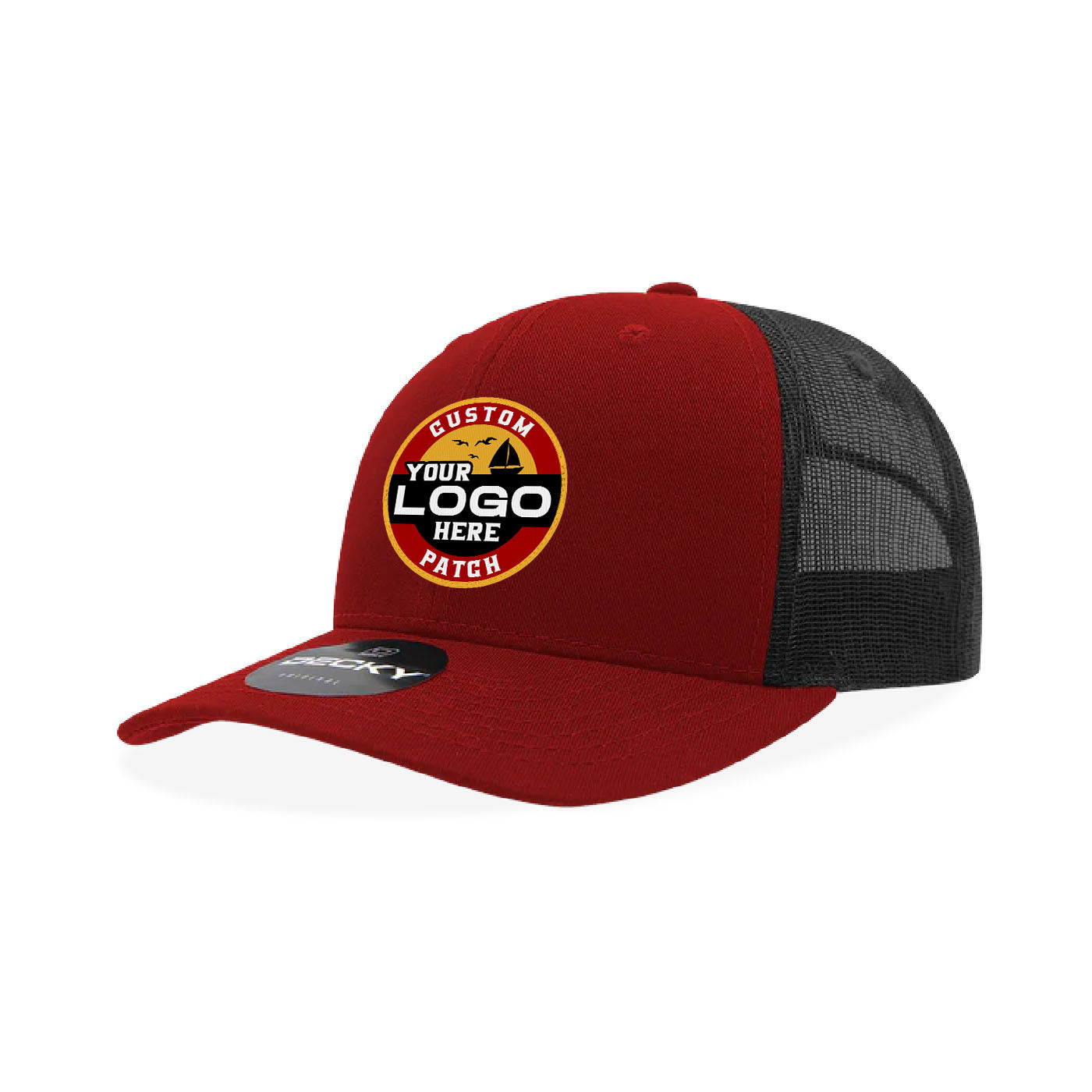 Custom Patch Decky 6021 Classic Trucker Hat, 6 Panel Mid Profile Trucker Cap