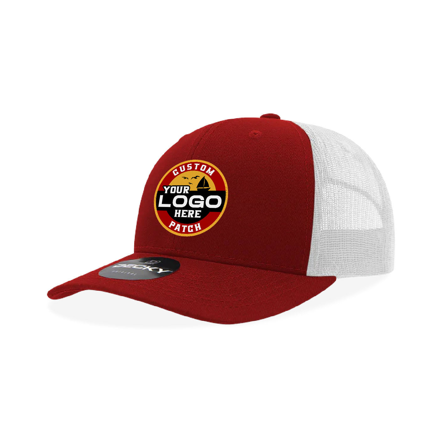 Custom Patch Decky 6021 Classic Trucker Hat, 6 Panel Mid Profile Trucker Cap
