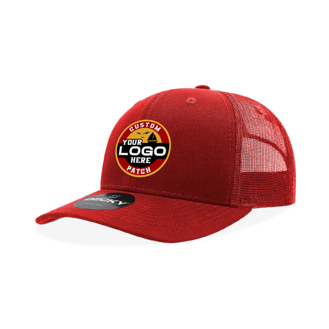 Custom Patch Decky 6021 Classic Trucker Hat, 6 Panel Mid Profile Trucker Cap