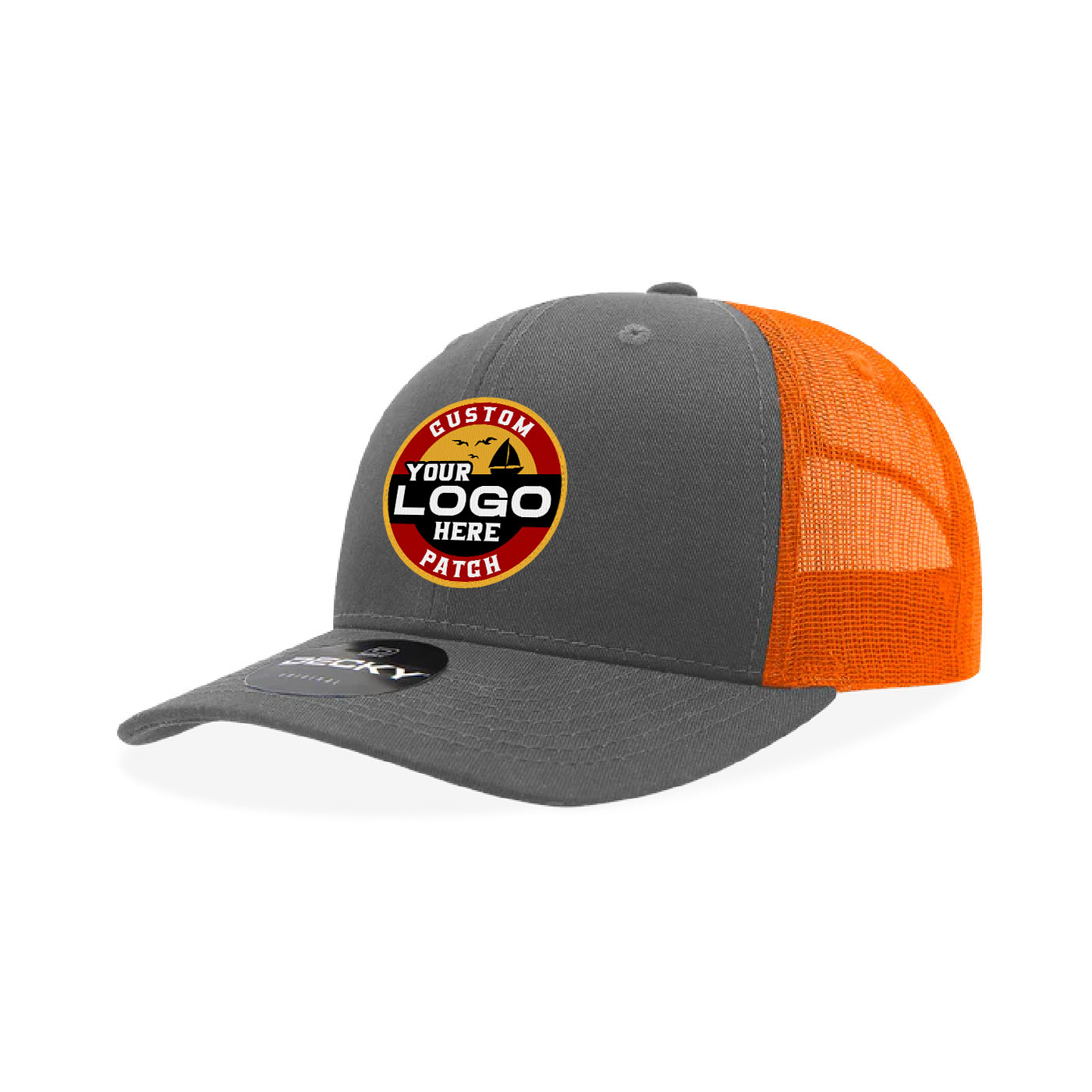 Custom Patch Decky 6021 Classic Trucker Hat, 6 Panel Mid Profile Trucker Cap