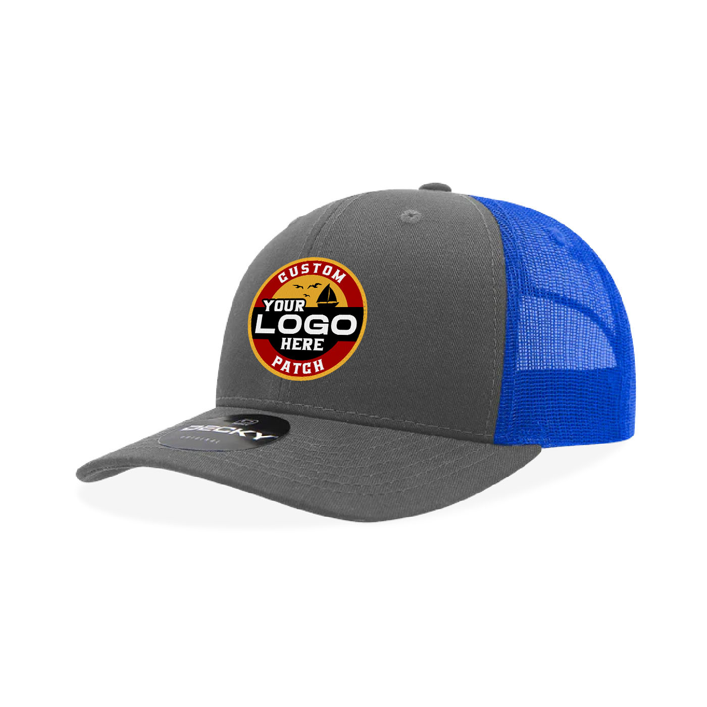 Custom Patch Decky 6021 Classic Trucker Hat, 6 Panel Mid Profile Trucker Cap
