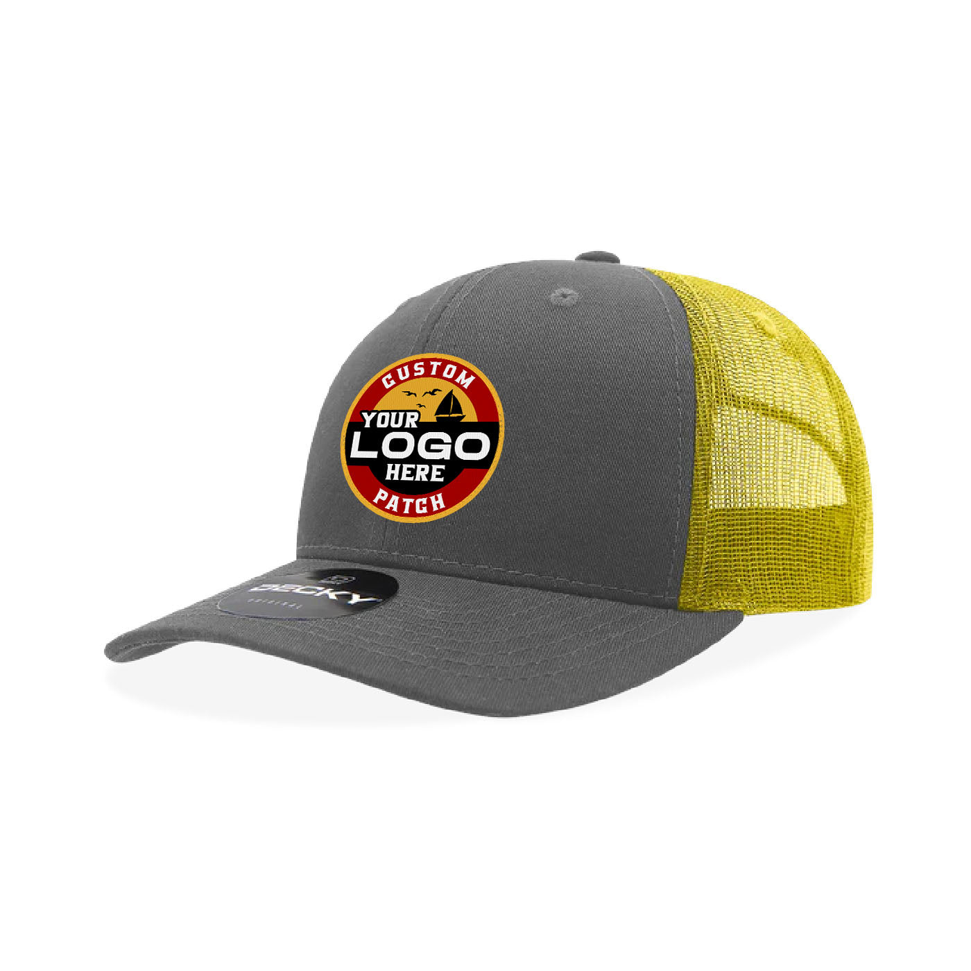Custom Patch Decky 6021 Classic Trucker Hat, 6 Panel Mid Profile Trucker Cap