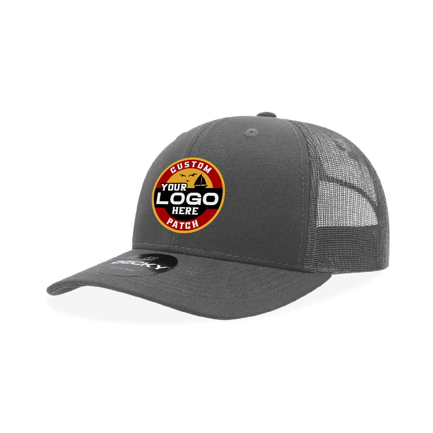 Custom Patch Decky 6021 Classic Trucker Hat, 6 Panel Mid Profile Trucker Cap