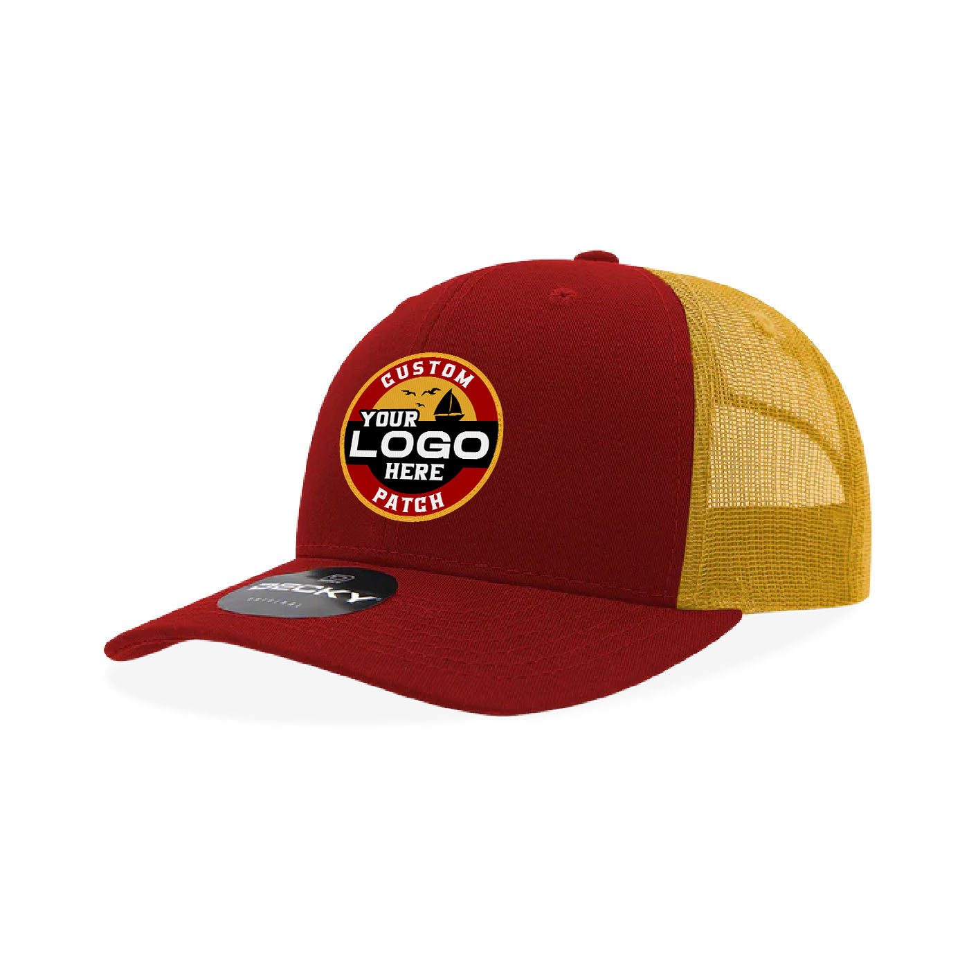 Custom Patch Decky 6021 Classic Trucker Hat, 6 Panel Mid Profile Trucker Cap
