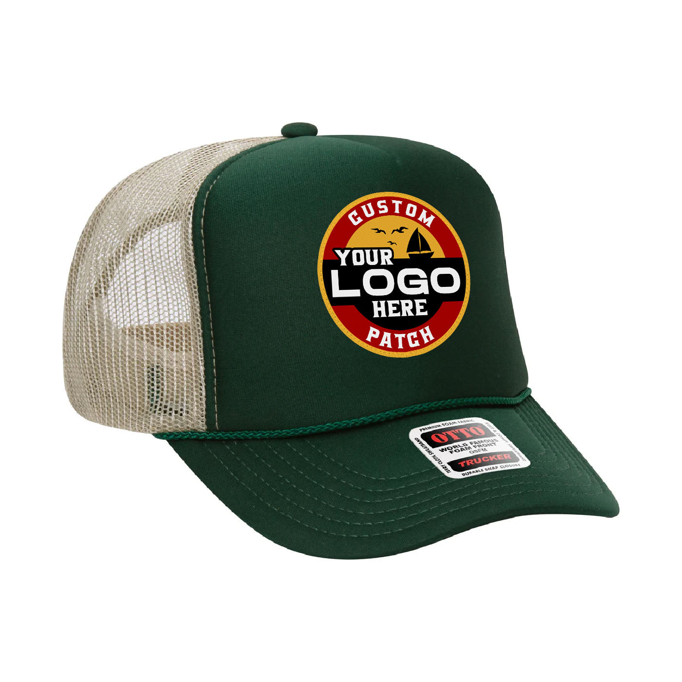 Custom Patch Otto 39-165 - 5 Panel High Crown Foam Trucker Hat Mesh Back Cap