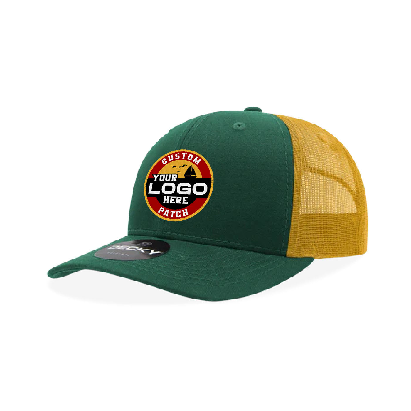 Custom Patch Decky 6021 Classic Trucker Hat, 6 Panel Mid Profile Trucker Cap