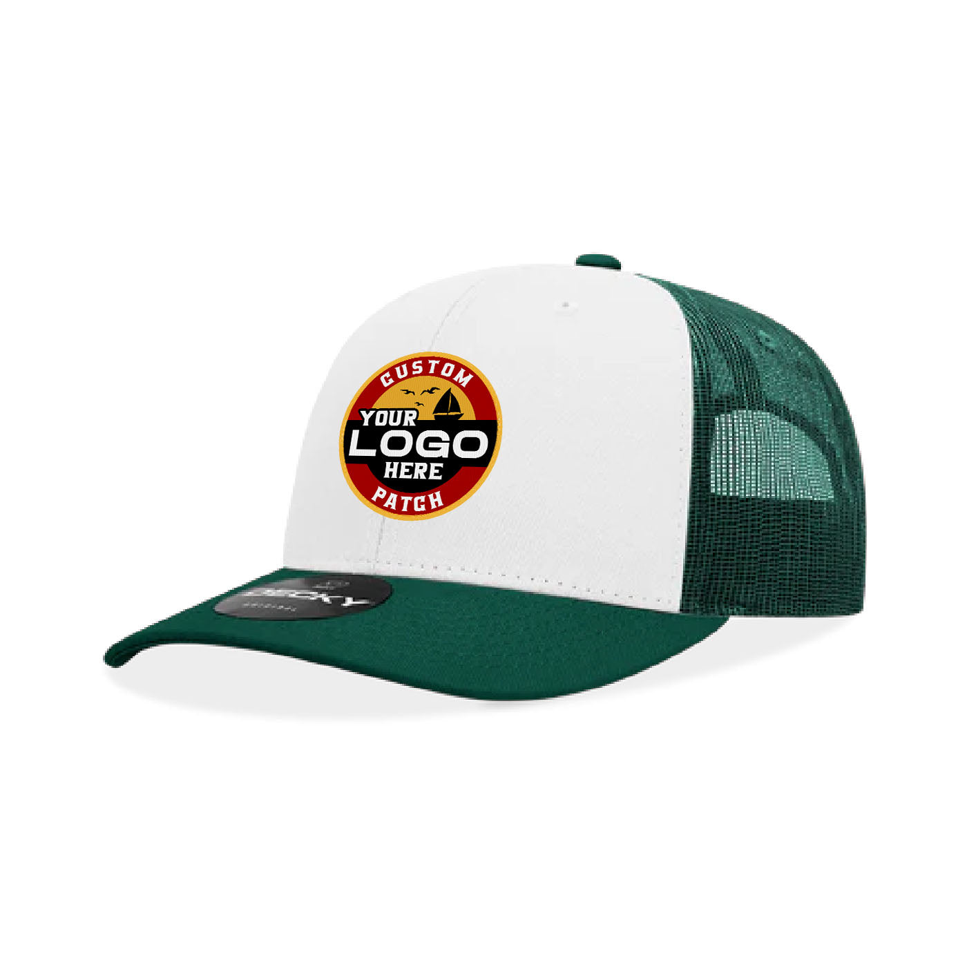 Custom Patch Decky 6021 Classic Trucker Hat, 6 Panel Mid Profile Trucker Cap