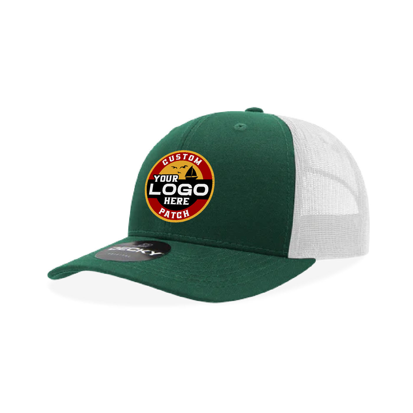 Custom Patch Decky 6021 Classic Trucker Hat, 6 Panel Mid Profile Trucker Cap