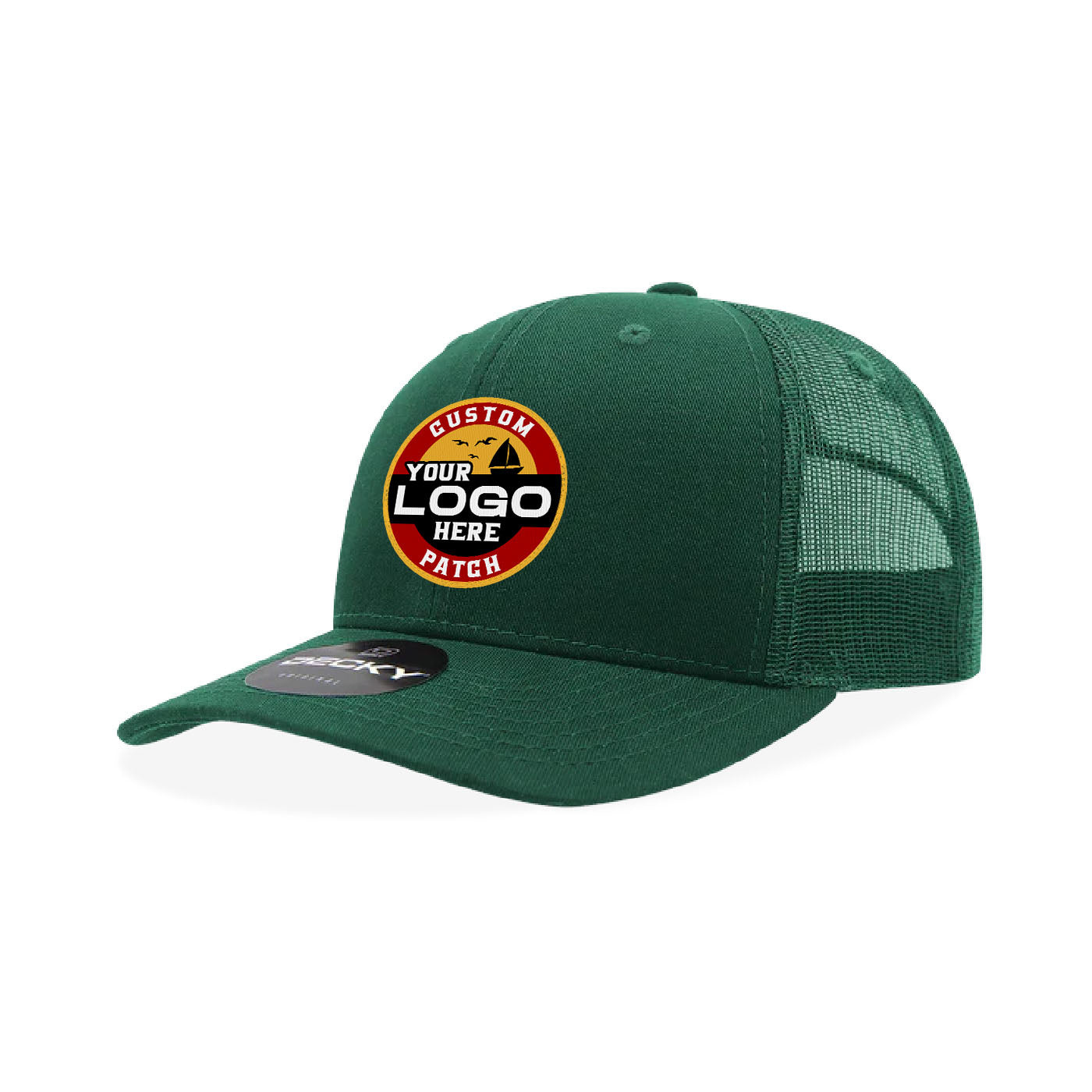 Custom Patch Decky 6021 Classic Trucker Hat, 6 Panel Mid Profile Trucker Cap