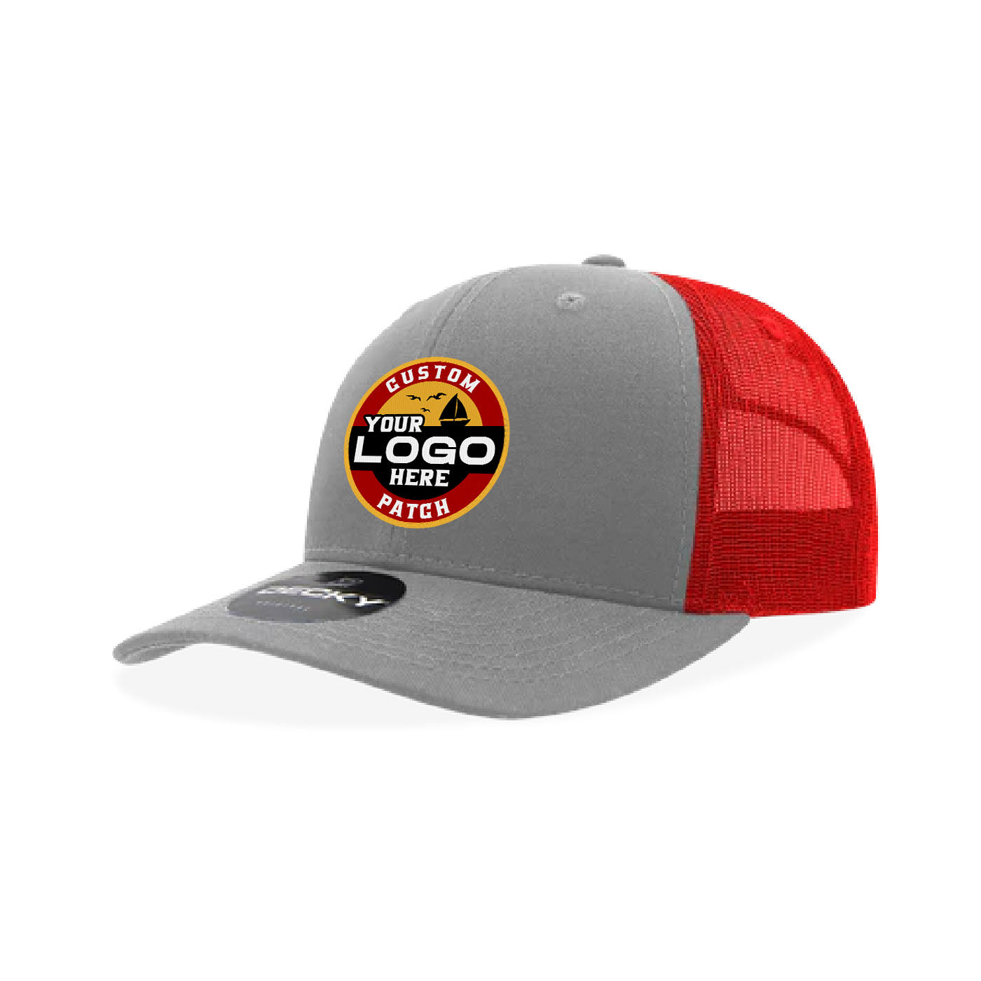 Custom Patch Decky 6021 Classic Trucker Hat, 6 Panel Mid Profile Trucker Cap
