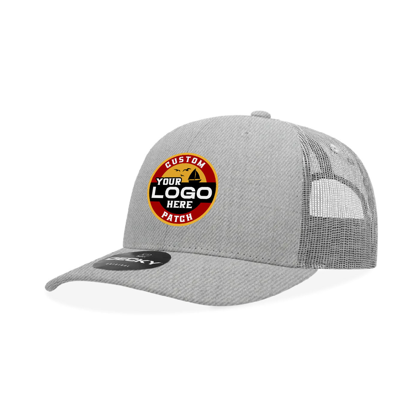 Custom Patch Decky 6021 Classic Trucker Hat, 6 Panel Mid Profile Trucker Cap