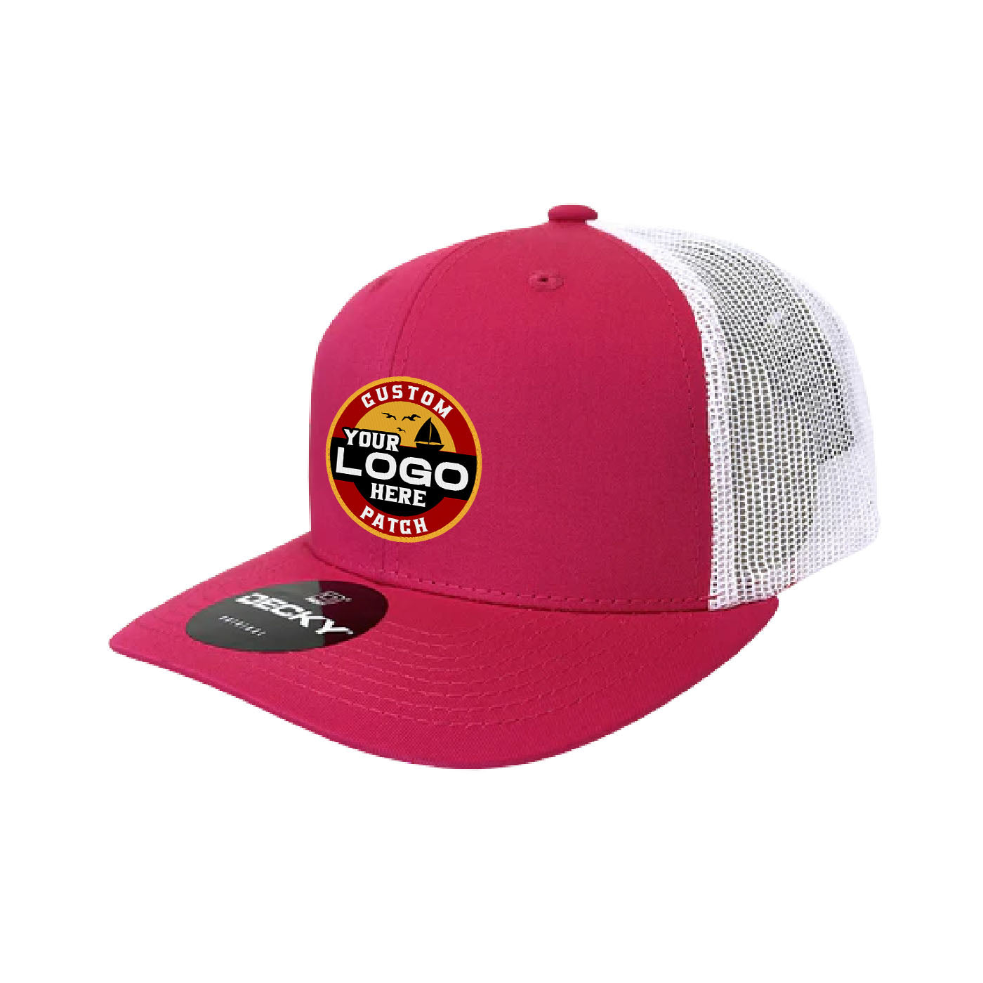 Custom Patch Decky 6021 Classic Trucker Hat, 6 Panel Mid Profile Trucker Cap