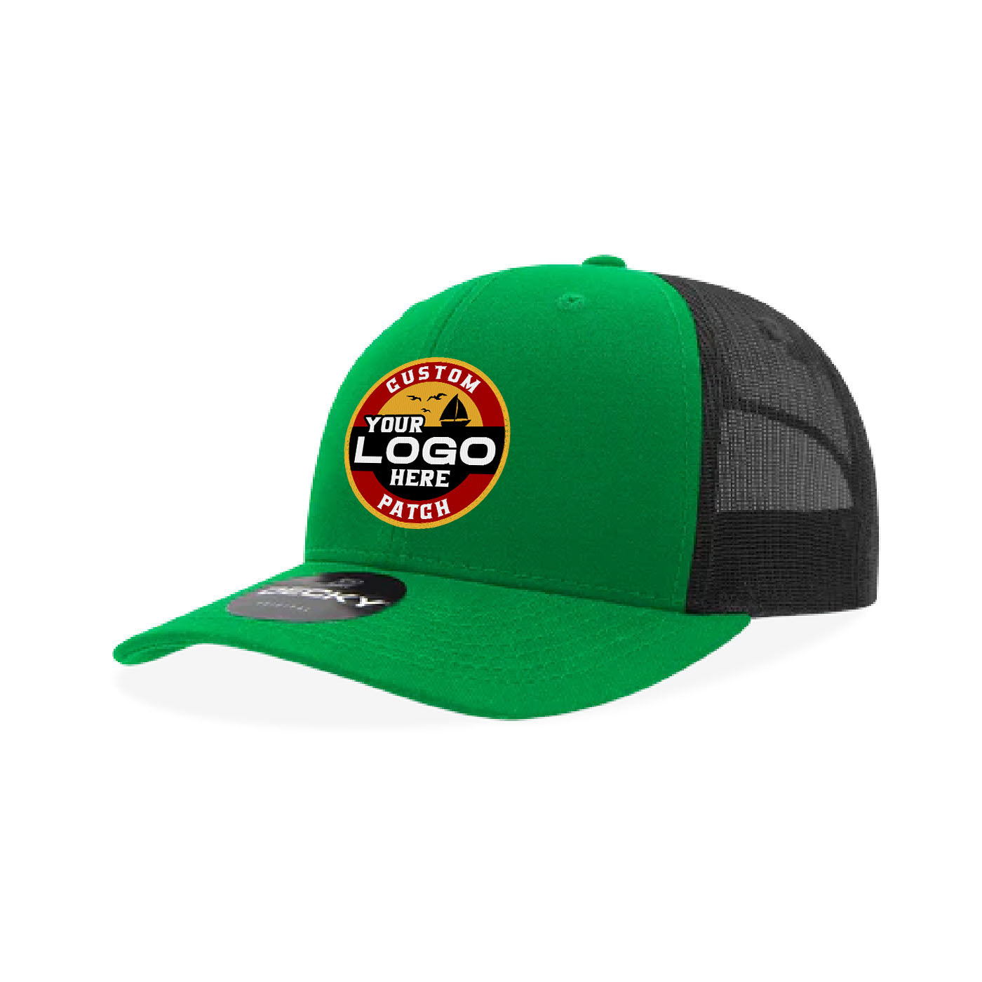 Custom Patch Decky 6021 Classic Trucker Hat, 6 Panel Mid Profile Trucker Cap