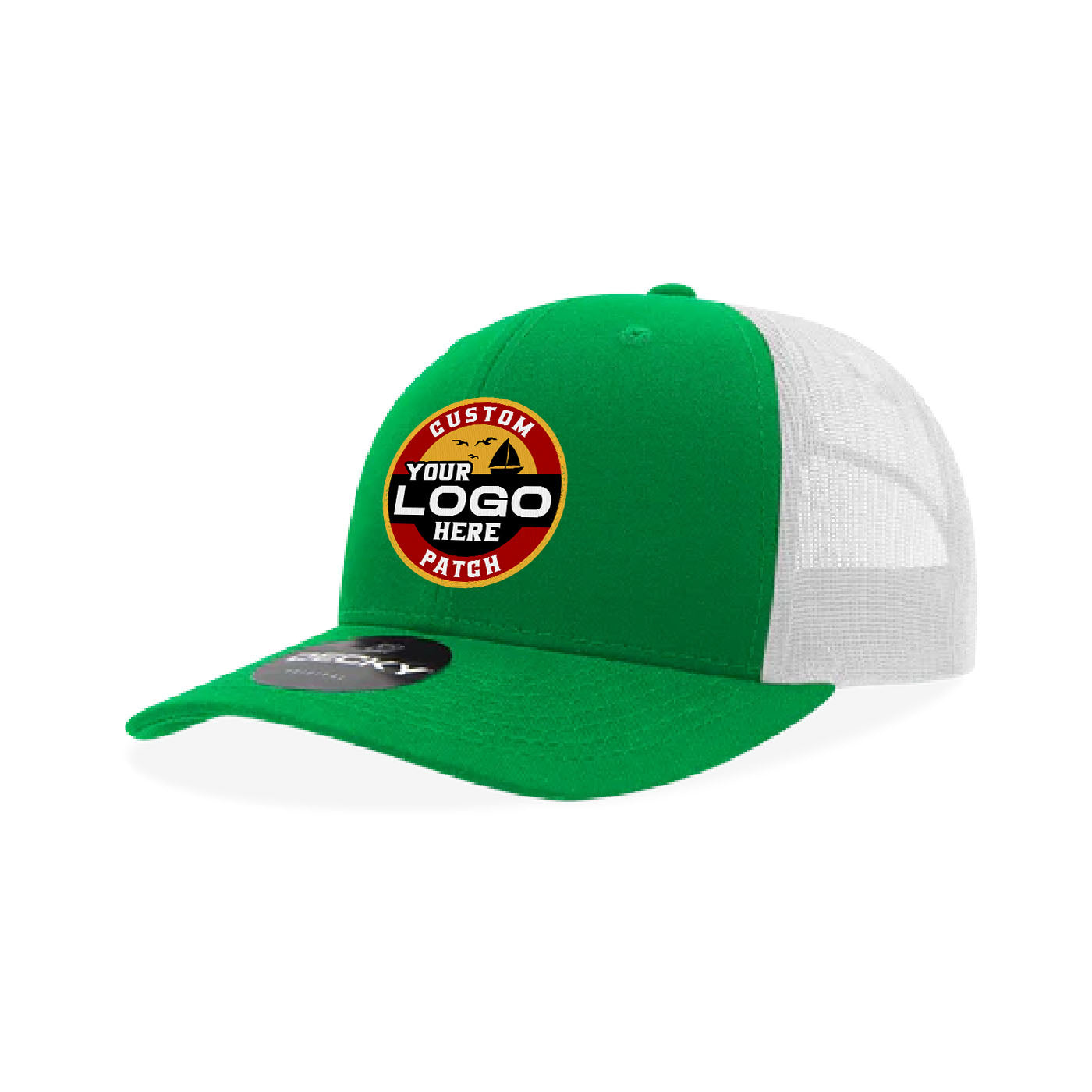 Custom Patch Decky 6021 Classic Trucker Hat, 6 Panel Mid Profile Trucker Cap