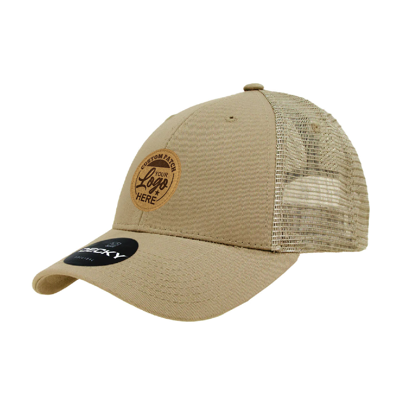 Custom Patch Decky 214 - 6 Panel Low Profile Structured Cotton Trucker Hat, Mesh Golf Cap