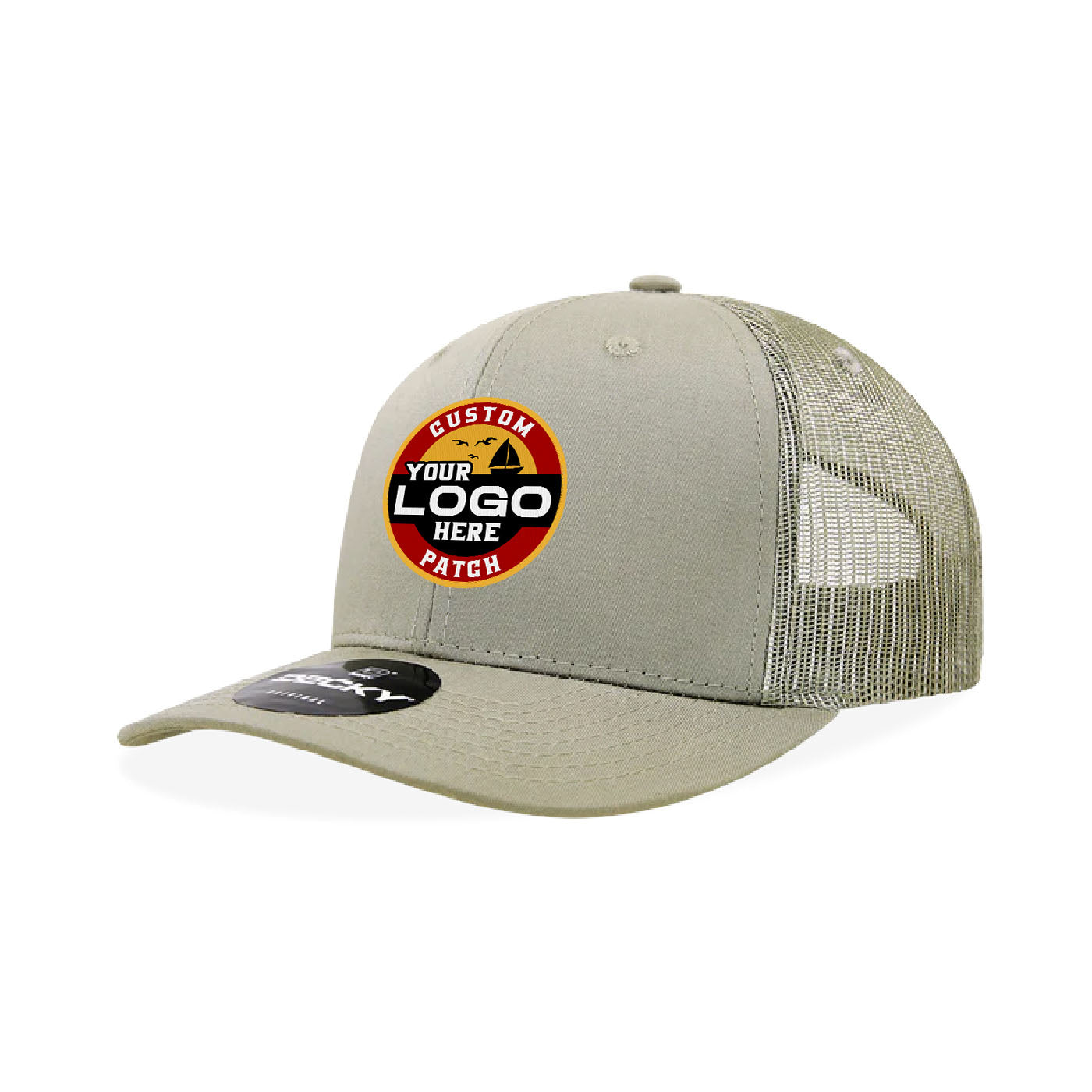 Custom Patch Decky 6021 Classic Trucker Hat, 6 Panel Mid Profile Trucker Cap