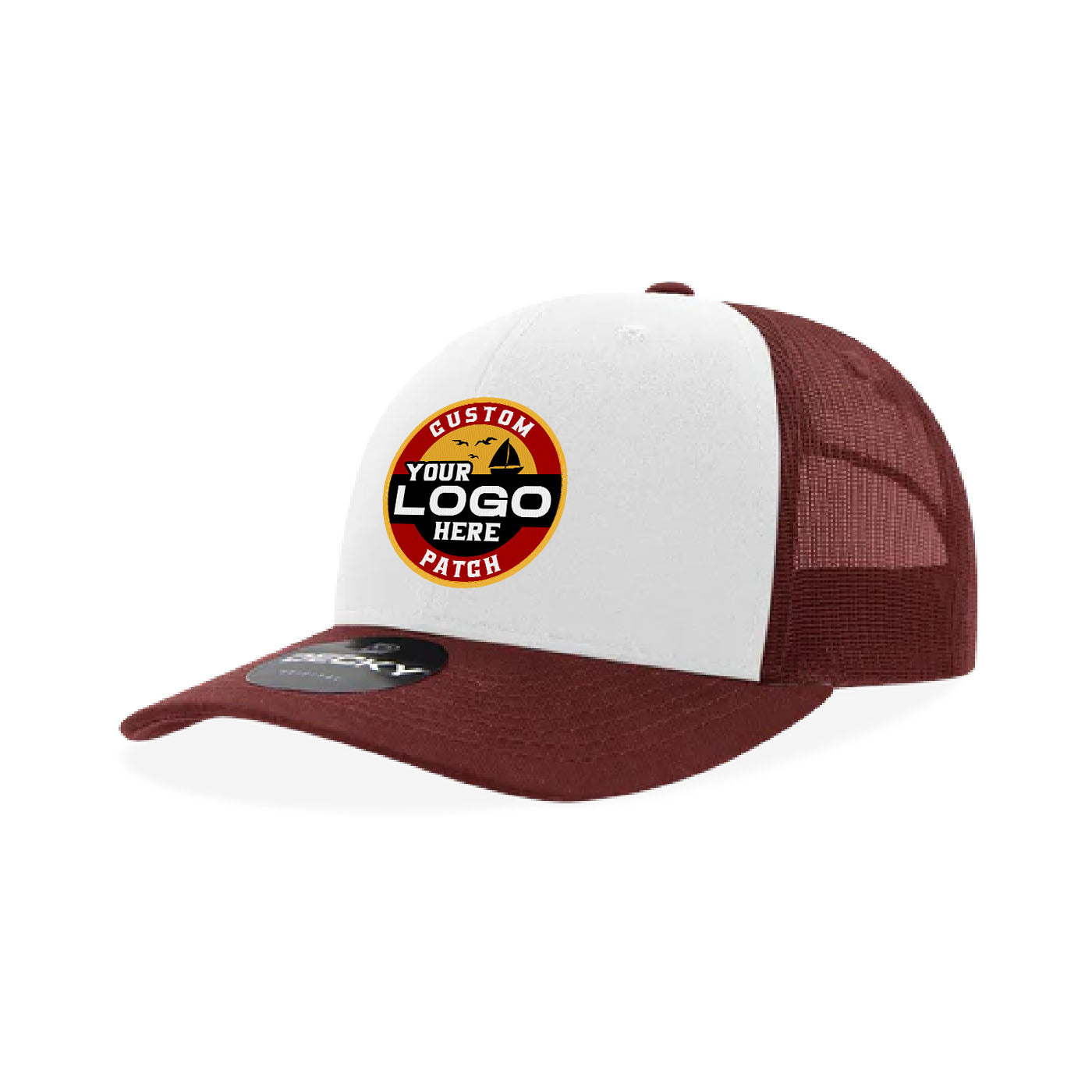 Custom Patch Decky 6021 Classic Trucker Hat, 6 Panel Mid Profile Trucker Cap