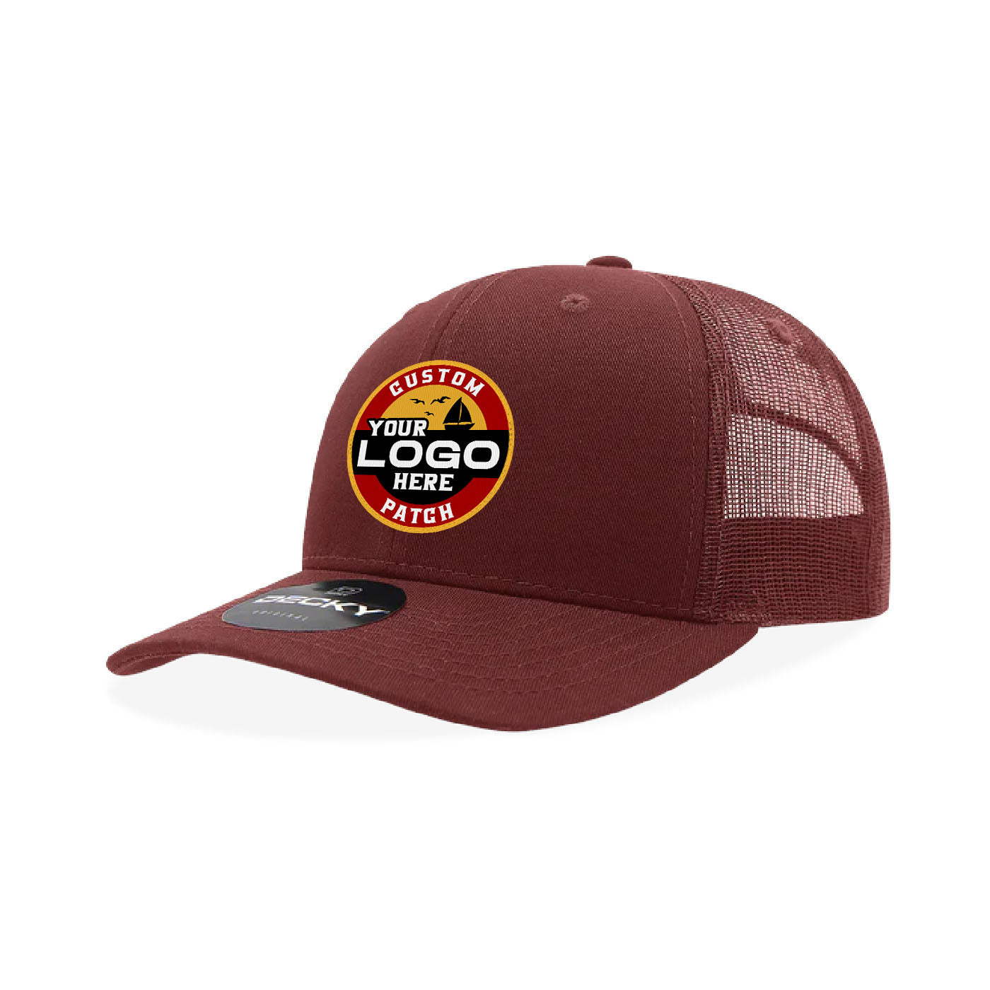 Custom Patch Decky 6021 Classic Trucker Hat, 6 Panel Mid Profile Trucker Cap