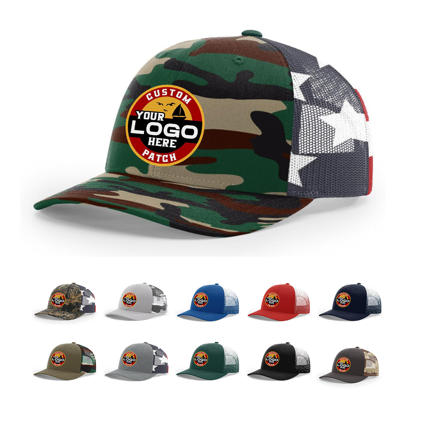 Printed Mesh Richardson 112pm Stars And Stripes Custom Patch