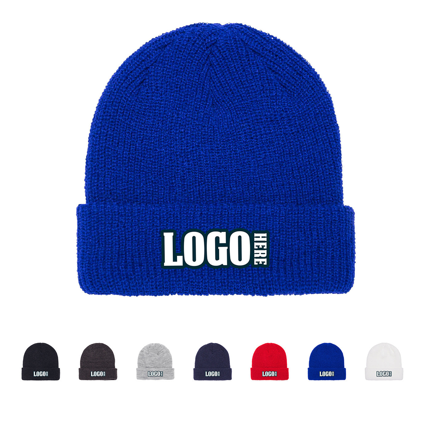 Cuffed Knit Beanie with Embroidered Logo Embroidered Logo Cuffed Beanie (Black) – Big Wild main image 2