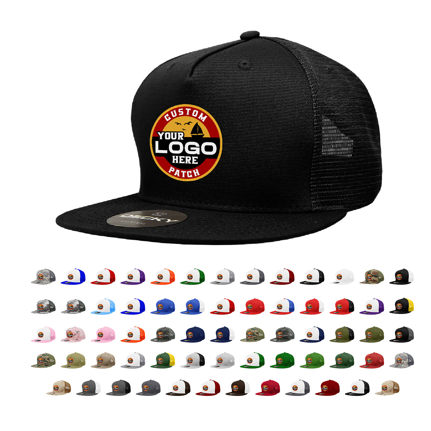 Cappellino camionista Decky unisex 5 pannelli alto profilo misto Cappellino camionista Decky unisex 5 pannelli alto profilo misto