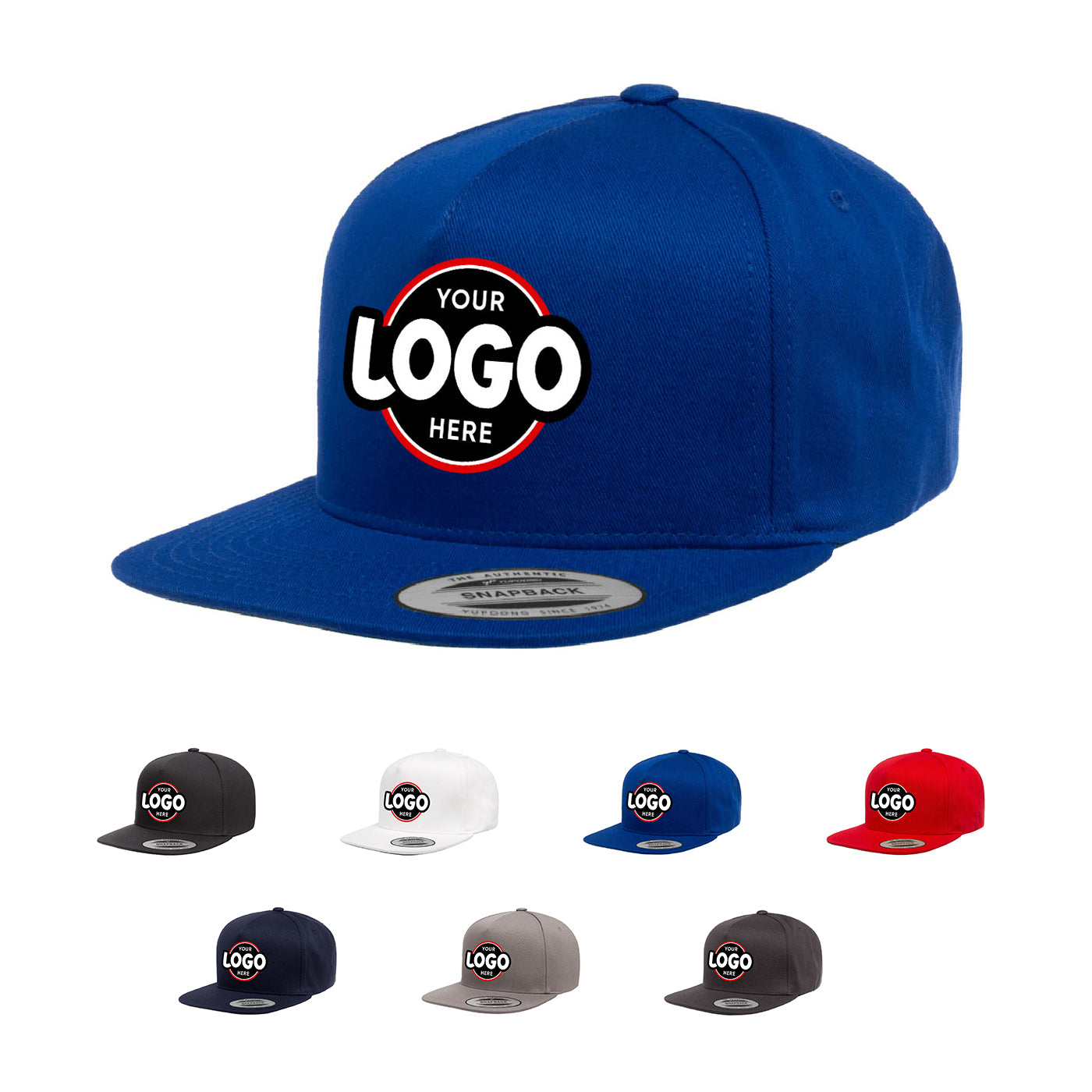 Custom Embroidered Yupoong 6007 5-Panel Cotton Twill Snapback Hat