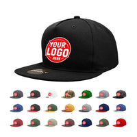Custom Embroidered Decky 1064 - 5 Panel Flat Bill, Cotton Snapback Hats
