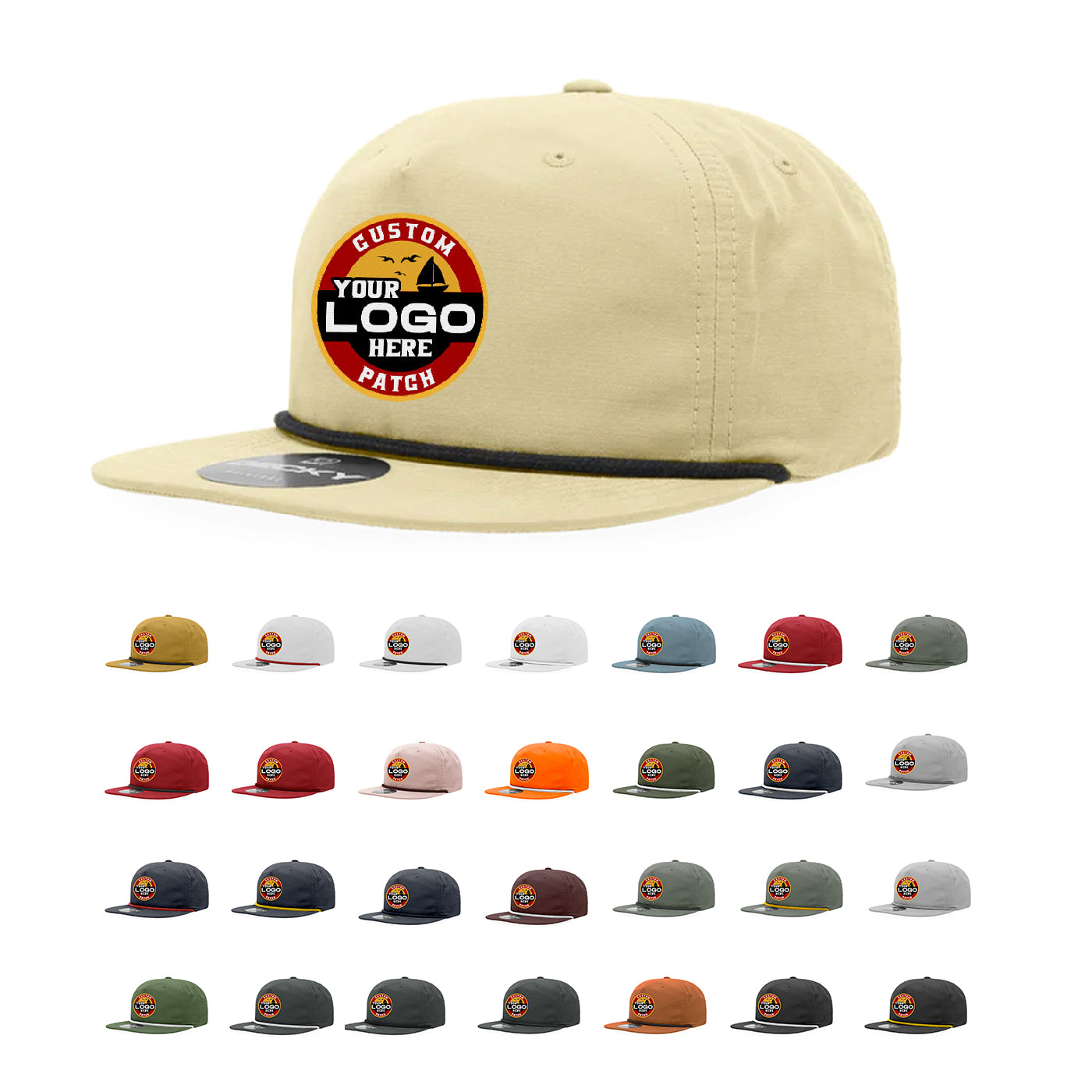 Custom Patch Decky 6032 - Classic Rope Cap, 5 Panel Flat Bill Hat, Snapback
