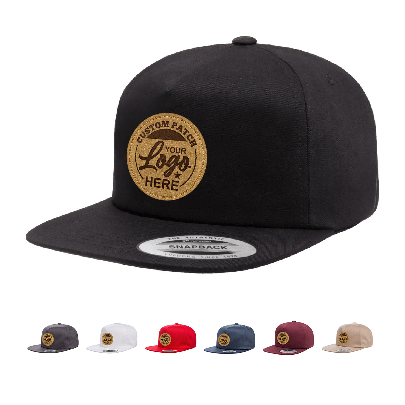 Custom Patch Yupoong 6502 Unstructured 5-Panel Snapback Hat, Flat