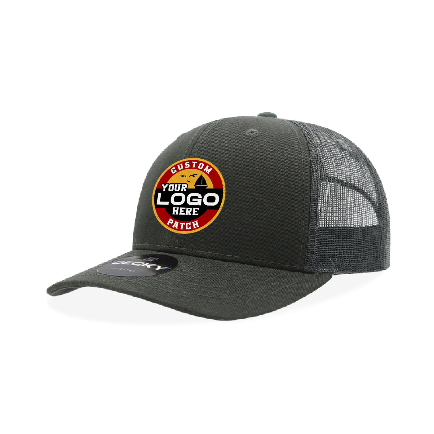 Custom Patch Decky 6021 Classic Trucker Hat, 6 Panel Mid Profile Trucker Cap