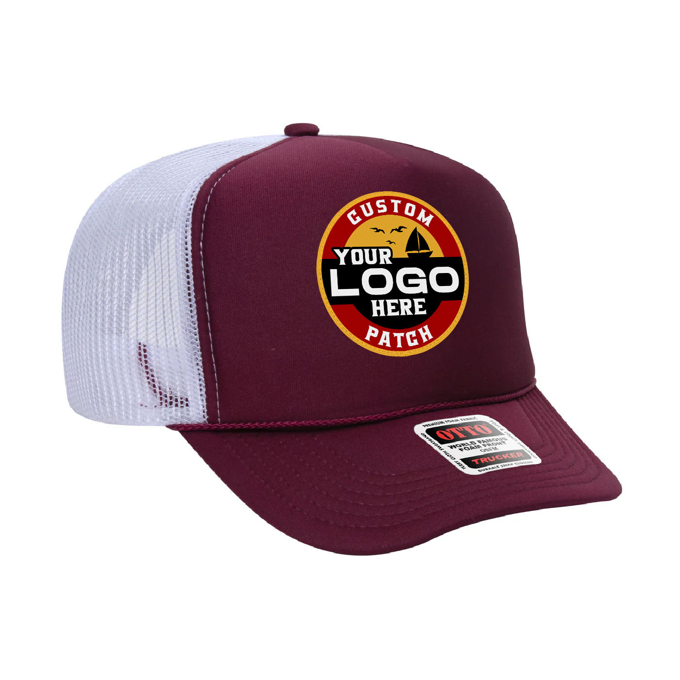 Custom Patch Otto 39-165 - 5 Panel High Crown Foam Trucker Hat Mesh Back Cap