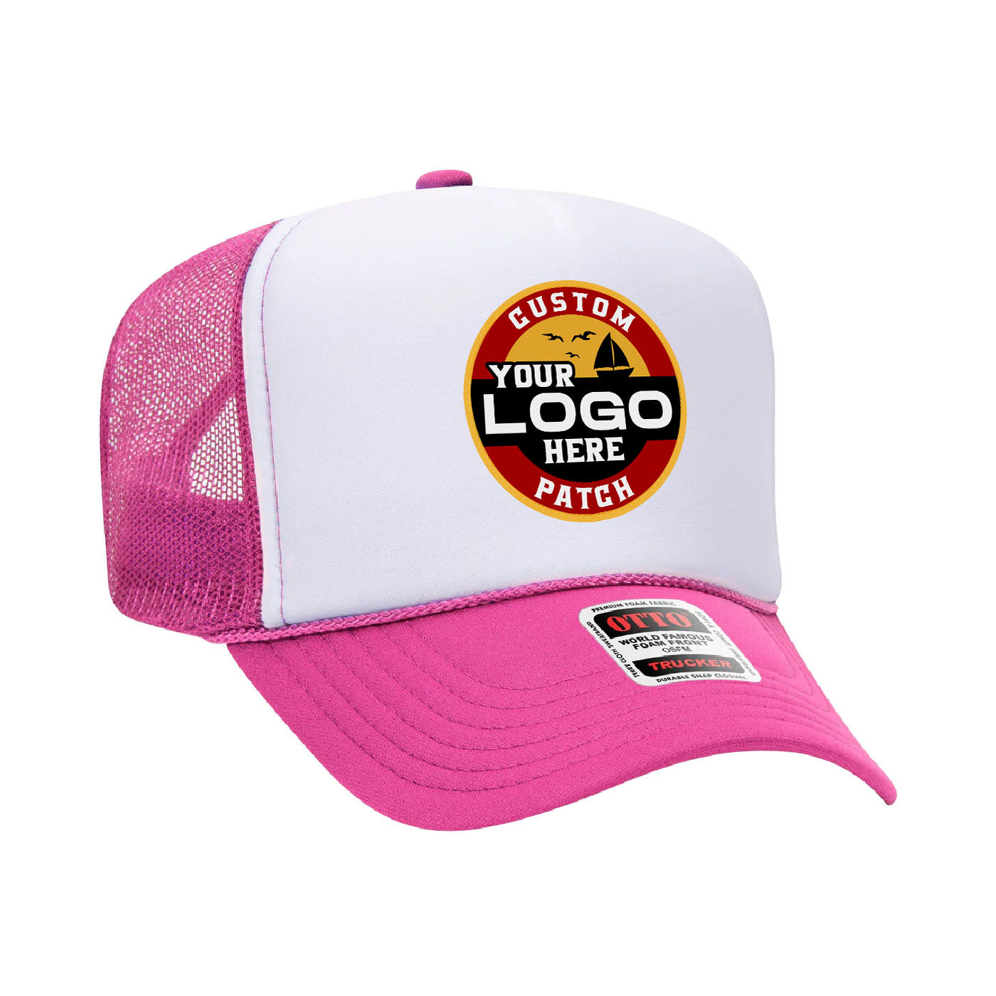 Custom Patch Otto 39-165 - 5 Panel High Crown Foam Trucker Hat Mesh Back Cap