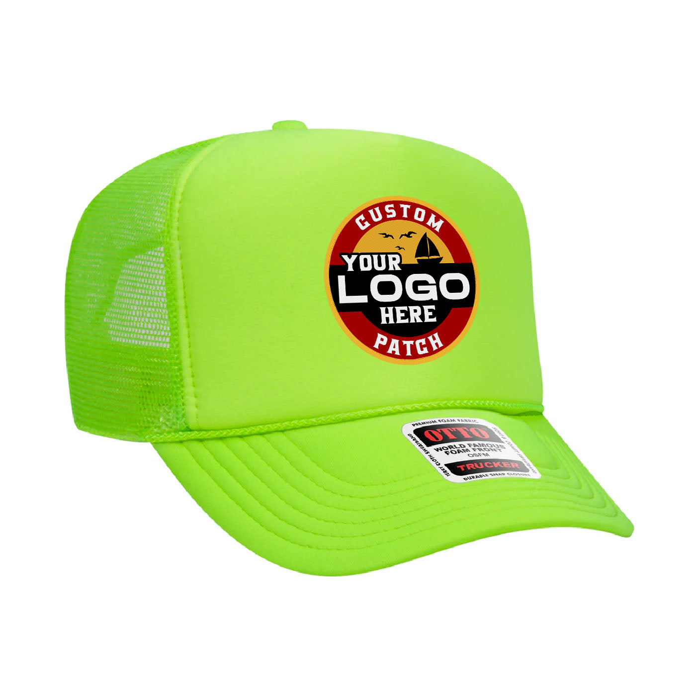 Custom Patch Otto 39-165 - 5 Panel High Crown Foam Trucker Hat Mesh Back Cap