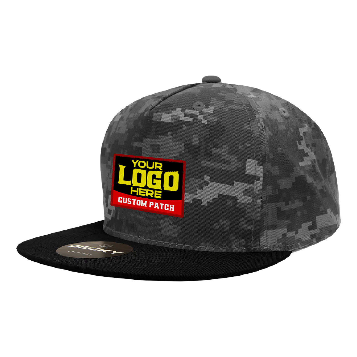 Custom Patch Decky 1064 - 5 Panel Flat Bill, Cotton Snapback Hats