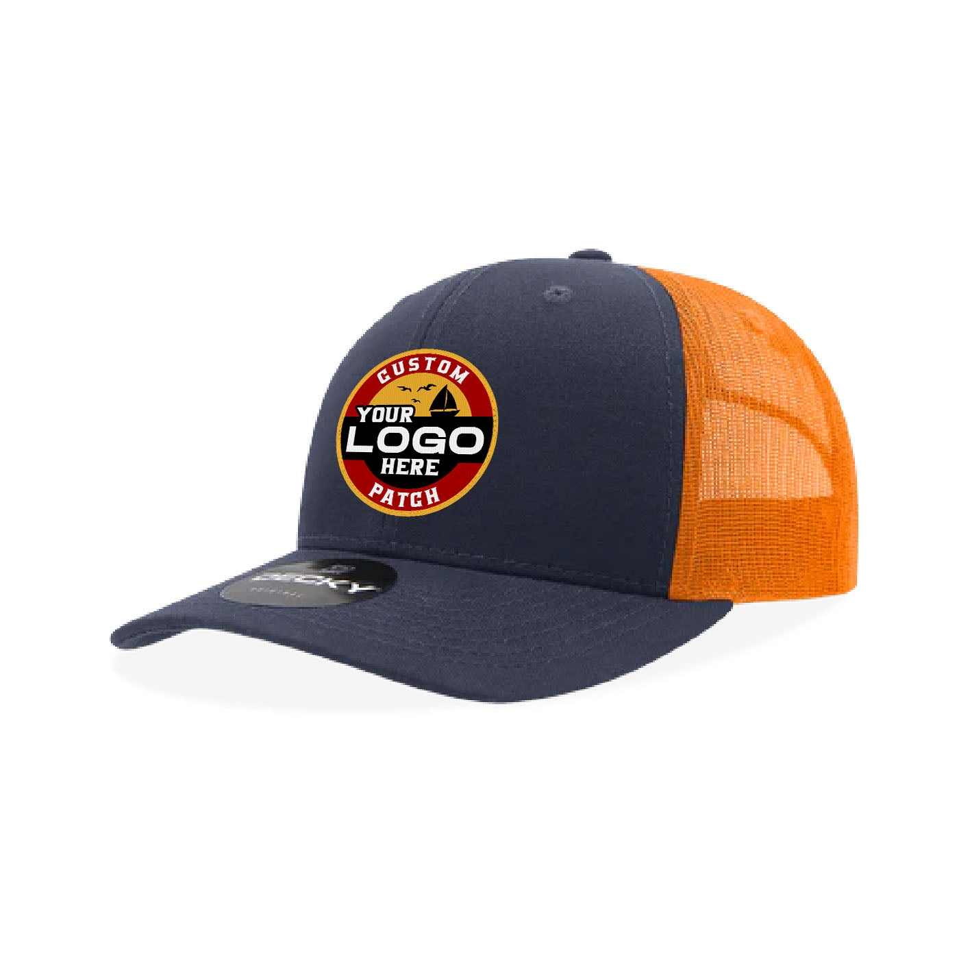 Custom Patch Decky 6021 Classic Trucker Hat, 6 Panel Mid Profile Trucker Cap