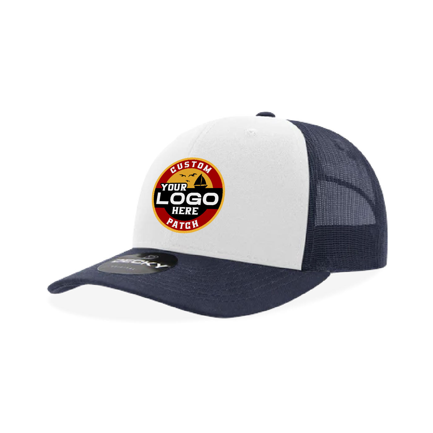 Custom Patch Decky 6021 Classic Trucker Hat, 6 Panel Mid Profile Trucker Cap