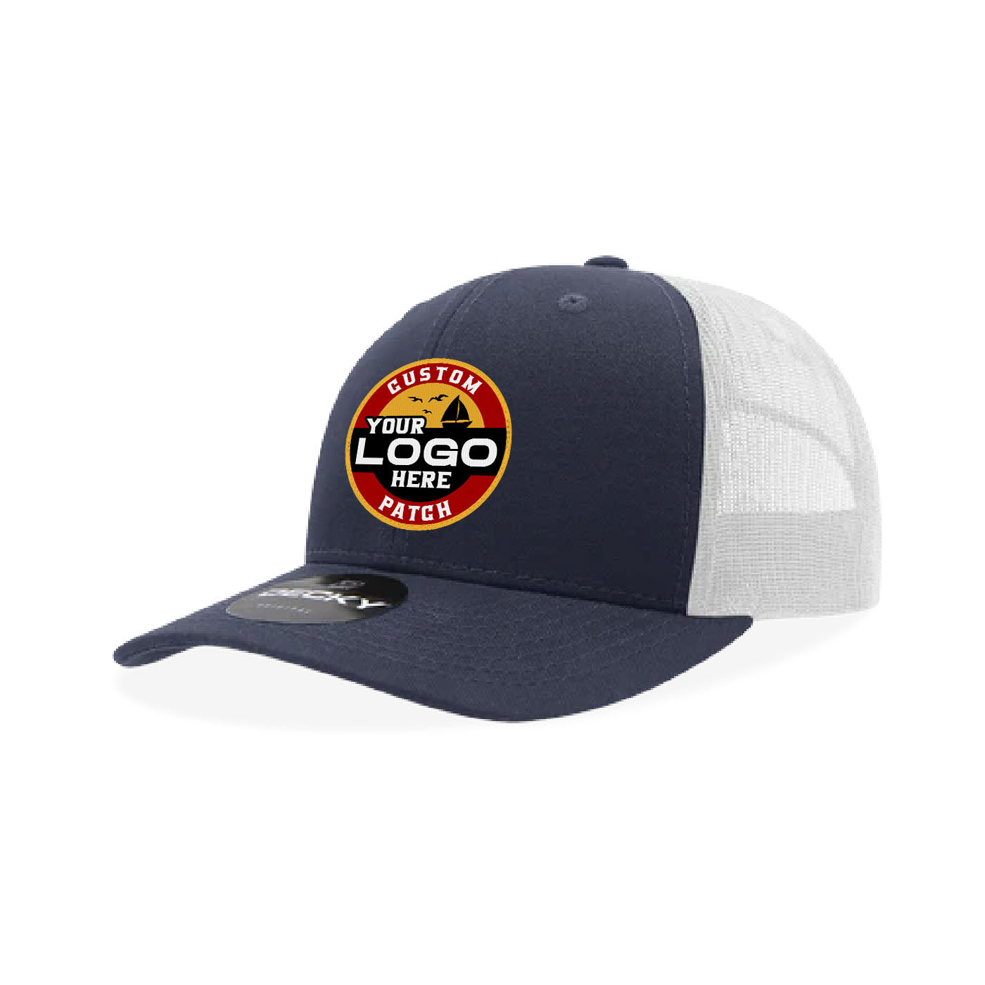 Custom Patch Decky 6021 Classic Trucker Hat, 6 Panel Mid Profile Trucker Cap