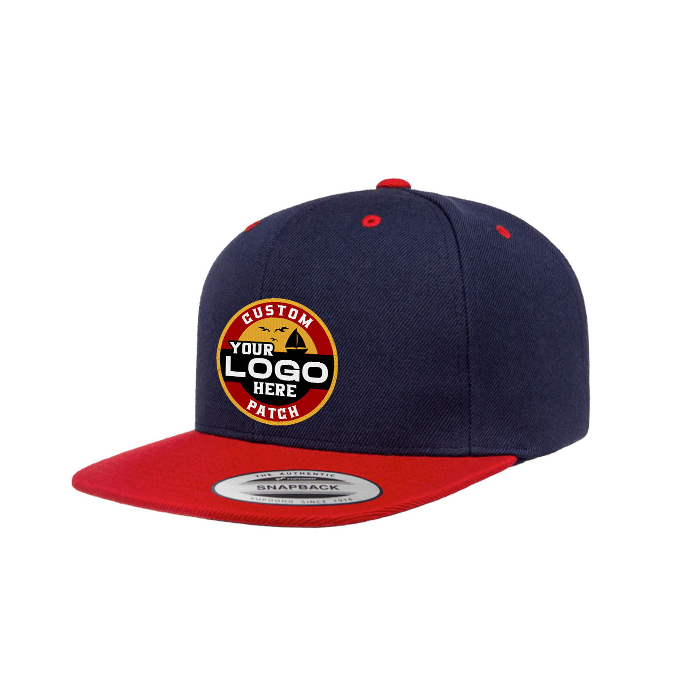 Custom Patch Yupoong 6089MT Snapback Hat, Flat Bill Cap, 2-Tone Colors, YP Classics
