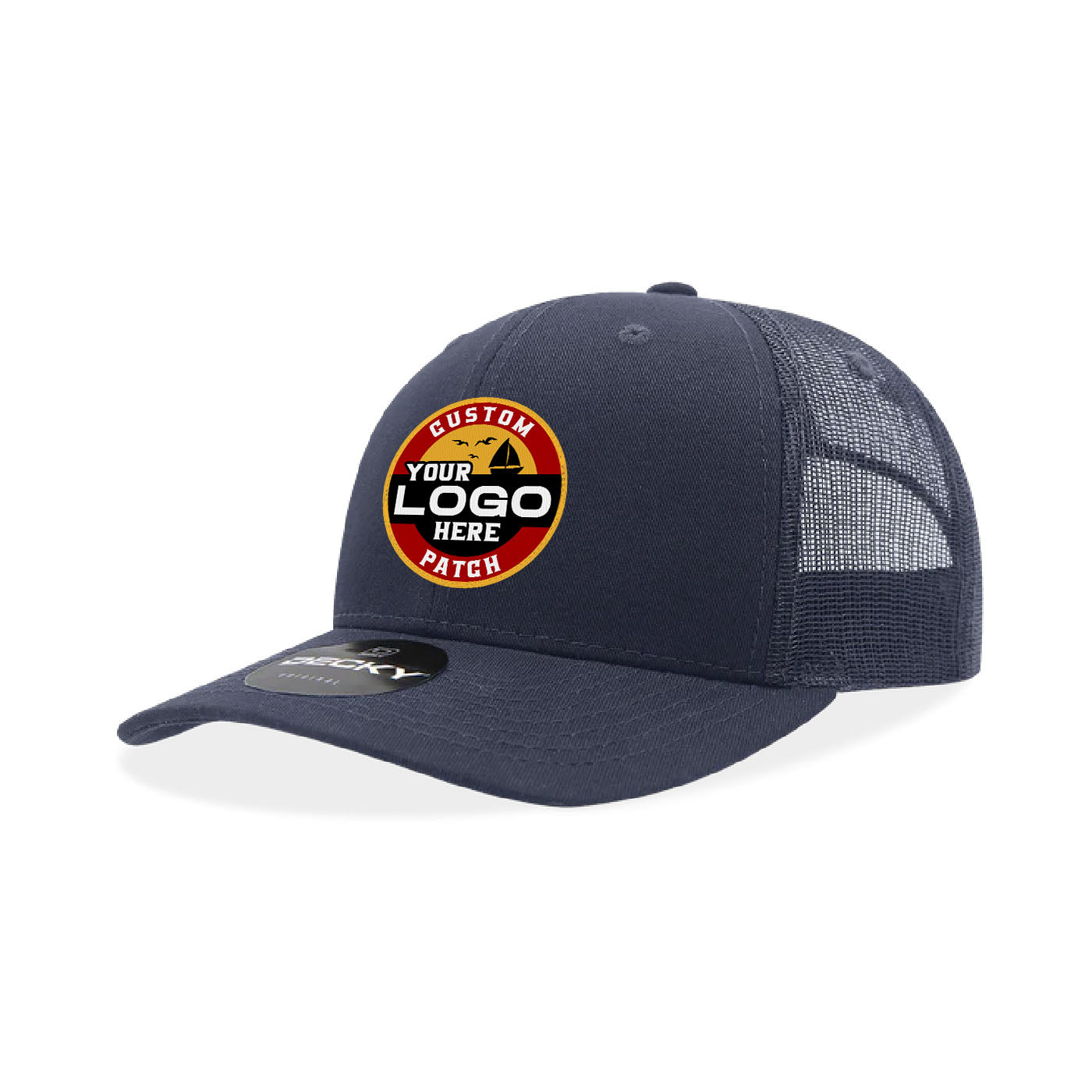 Custom Patch Decky 6021 Classic Trucker Hat, 6 Panel Mid Profile Trucker Cap