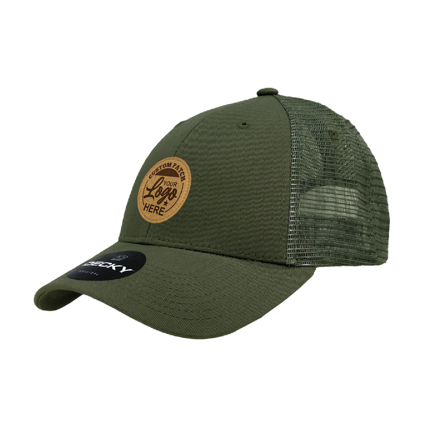Custom Patch Decky 214 - 6 Panel Low Profile Structured Cotton Trucker Hat, Mesh Golf Cap